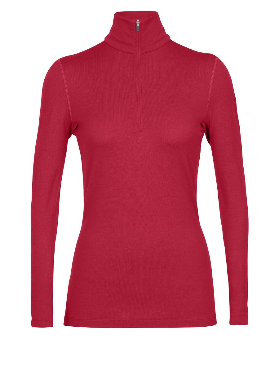 Icebreaker Merino 260 Tech Long Sleeve Half Zip Thermal Top Női Base Layers Rózsaszín | HU 1913SGLO